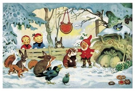 Adventskalenderkort - Dyrenes jul