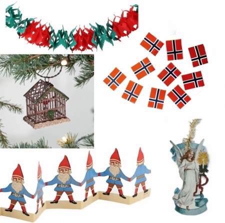 Julepynt av metall, papir og vatt