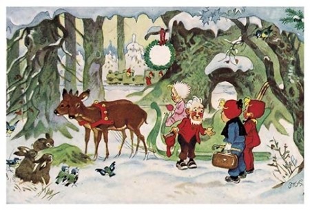 Adventskalenderkort - Møte med nissen