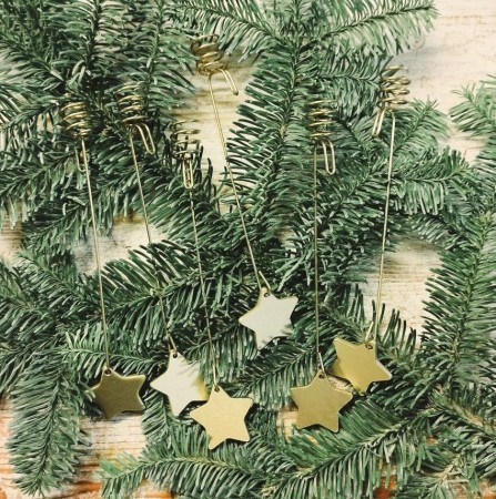 Balanselysholder med stjerne - gull 10 pk