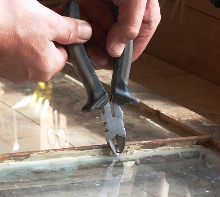Glasskjæring vindusrestaurering kobberstifter 